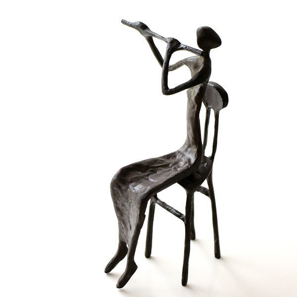 ブロンズ像 銅像 玄関 オブジェ インテリア 置物 演奏 楽器 男性