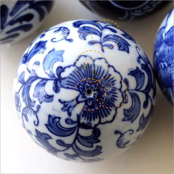 磁器ボール 置物 オブジェ 小物 卓上 陶器 おしゃれ シノワズリ