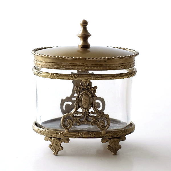 小物入れ ガラス ふた付き おしゃれ アクセサリーケース 蓋付き 真鍮