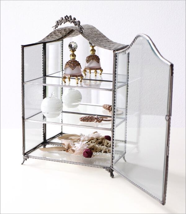 ガラスケース 真鍮 ショーケース 3段 アンティーク コレクションケース