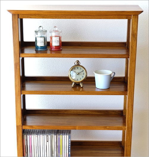 ギギリビング 無垢材 チークCDラック 本棚 スリム ギギリビング 無垢材 チークCDラック 本棚 スリム