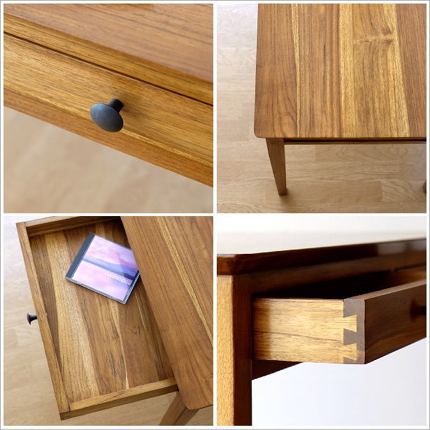 デスク 机 チーク 無垢材 天然木 シンプル 幅100 奥行50 チーク