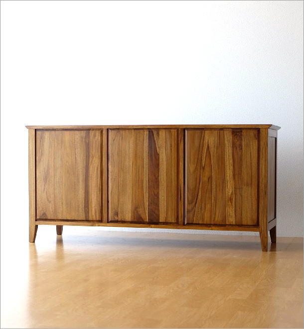 サイドボード リビングボード チーク 無垢材 天然木 扉付き チーク