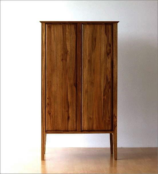 ガラスキャビネット 飾り棚 チーク 無垢材 コレクションケース 天然木