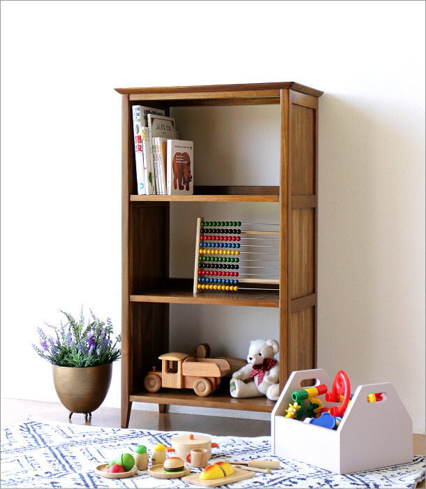 本棚 チーク 無垢材 オープンラック 飾り棚 幅60 奥行35 チークフリー