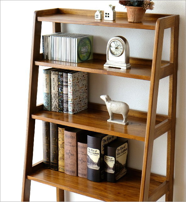 飾り棚 本棚 チーク 無垢材 オープンシェルフ チークディスプレイ