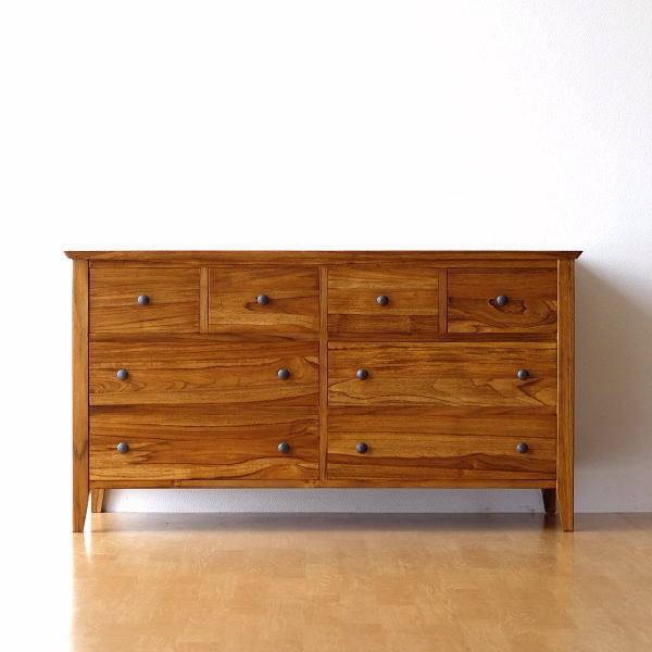 チェスト チーク 無垢材 天然木 洋服ダンス 幅120 チークワイドチェスト120 【開梱設置送料無料】 [wat8977]