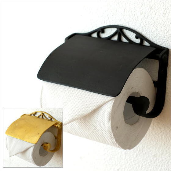 トイレットペーパーホルダー カバー 真鍮 アンティーク エレガント おしゃれ ワンタッチ式 ブラスペーパーホルダー ２カラー Ydj8531 ギギliving