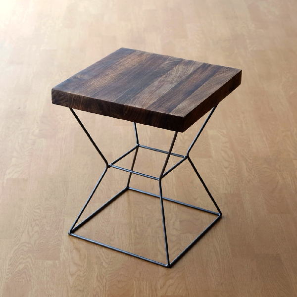 スツール 天然木 無垢材 おしゃれ かわいい スタイリッシュ 木製スツール ウッドスツール 丸椅子 アイアンとウッドのスツール スクエア Ysp0067 ギギliving