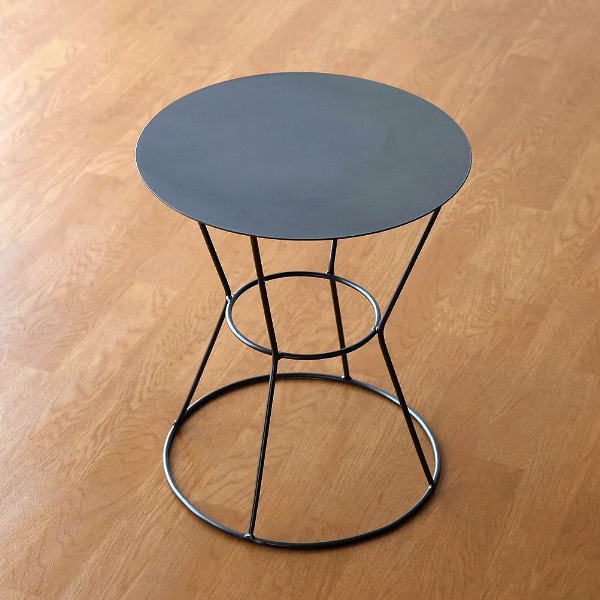 スツール アイアン 鉄製 花台 フラワースタンド おしゃれ モダン スタイリッシュ サイドテーブル ベッド ソファ アイアンプレートスツール マル Ysp8649 ギギliving