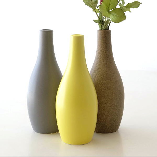 花瓶 花器 一輪挿し フラワーベース おしゃれ かわいい モダン マット 半磁器 シンプル 陶器のシンプルフラワーベース L 3カラー [yyt7805]