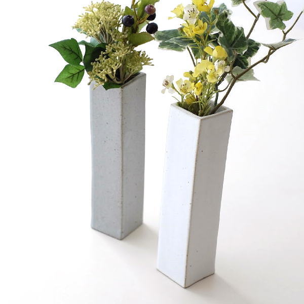 花瓶 花器 陶器 おしゃれ 和風 モダン 四角 スクエア クラフト フラワーベース シンプル マット 萬古焼 日本製 花入れ シンプルなクラフト花瓶 2カラー [yyt9111]
