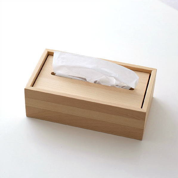 ティッシュケース 木製 おしゃれ 木 シンプル 北欧 無垢 ティッシュカバー ティッシュボックスカバー 蓋付き ナチュラルウッドのティッシュボックス ブナ [map2550]