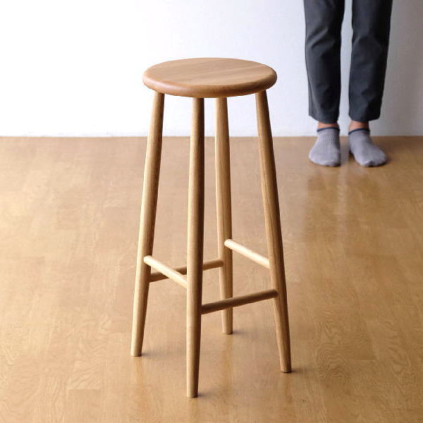 ハイスツール 天然木 無垢材 オーク 木製スツール ウッドスツール ナチュラルウッドのハイスツール オーク 65 【送料無料】 [map2843]