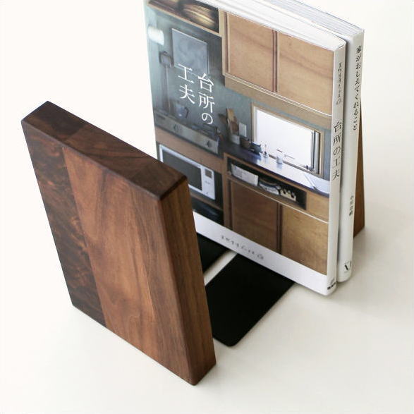 本立て ブックスタンド 木製 おしゃれ 天然木 インテリア ナチュラルウッドのブックエンド D [map6426]