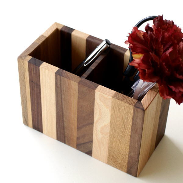 ペン立て ペンスタンド 木製 おしゃれ 天然木 ナチュラルウッドのモザイクペンたて [map7792]