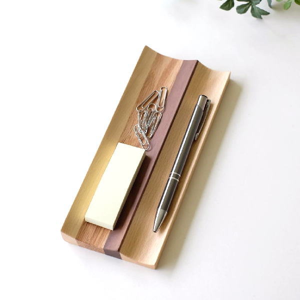 ペントレー おしゃれ ペントレイ ペン置き 木製 ウッド 天然木 ナチュラル シンプル デスク ペンスタンド スタイリッシュ ナチュラルウッドのペントレイ B [map8010]