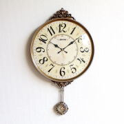 フランスアンティーク 木製の柱時計 琺瑯文字盤 壁掛け 振り子 ウォールクロック フランスアンティーク 木製の柱時計 琺瑯文字盤 壁掛け 振り子