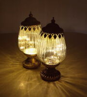 ランタン LED おしゃれ かわいい アンティーク ランプ インテリアランプ 小さめ 卓上 スタンド ガラス ロワールLEDランタン ロング 2カラー [abk9831]