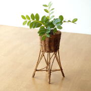 ラタン家具 籐家具 花台 フラワースタンド アンティーク 茶 籐 フラワーラック ラタン製 幅40cm （ フラワー台 花台