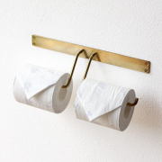 トイレットペーパーホルダー おしゃれ かわいい アンティーク 真鍮 タオルハンガー タオルバー ブラスペーパーWホルダー [aks5564]