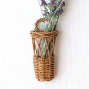 バスケット 壁掛け ウォールラック ウォールバスケット おしゃれ ラタン かご カゴ 小さめ ドライフラワー 天然素材 アラログウォールフラワーバスケット [cle2580]