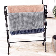 ハンガーラック アイアン ブランケットラック ストール掛け ひざ掛け収納 5段 ハンガースタンド アンティーク スリム リビング 玄関 ブラック アイアンハンガーラック 【送料無料】 [com606]