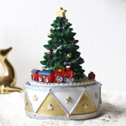 クリスマスオルゴール 回転 手回し 動く ツリー トレイン アンティーク調 卓上 置物 飾り クリスマス雑貨 可愛い 北欧 インテリア ノエルツリーの手回しオルゴール [cov1441]
