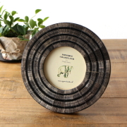 フォトフレーム 写真立て 丸型 円形 ミニ おしゃれ 卓上 壁掛け ブラック モダン レトロ ハンドメイド 手作り 個性的 ボーンフォトフレーム CAUBIS [gfc5407]