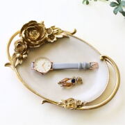 オーバルトレイ おしゃれ トレー トレイ かわいい 小物置き 小物入れ アクセサリートレイ エレガント エレガントな小物トレイ ピオニー [hal1188]