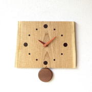 掛け時計 振り子 木製 おしゃれ 天然木 無垢 文字盤なし デザイン