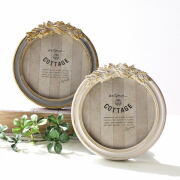 フォトフレーム 写真立て 丸型 卓上 壁掛け 小さい おしゃれ 大人可愛い アンティーク リボン レトロ クラシック くすみカラー ラウンドフォトフレーム スワッグ2カラー [kan0369]