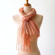 ショール ストール コットン 綿100％ 冷房対策 日よけ UV対策 薄手 軽量 首元 肩掛け おしゃれ 春夏 幅70cm 長さ170cm グラデーションショール コーラル [kan2153]