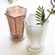 花瓶 ガラス おしゃれ かわいい フラワーベース 花器 ガラスベース 小ぶり 小さい ヘキサゴン型 インドのガラスベース バブル 2カラー [kan2388]