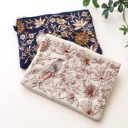 ティッシュポーチ 刺繍 おしゃれ かわいい 花鳥柄 小物入れ ティッシュケース メイクポーチ 花鳥ビーズ刺繍ティッシュポーチ 2カラー [kan2700]