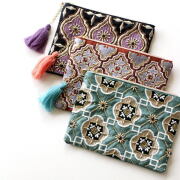 ポーチ 小物入れ 花 ブーケ おしゃれ 刺繍 綿 小さめ かわいい