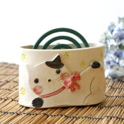 蚊取り線香入れ おしゃれ 陶器 ねこ ネコ 蚊遣り 蚊遣り器 蚊取り線香ホルダー 立て 和風 日本製 美濃焼 陶器の蚊遣り のびのびネコ [ksn2441]
