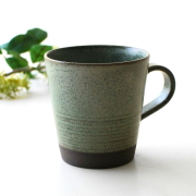 マグカップ おしゃれ 陶器 美濃焼 日本製 300ml 大きめ コーヒーカップ 森 アースカラー グリーン ナチュラル 和モダン 和食器 焼き物 キッタチボーダーマグ みどり [ksn3547]