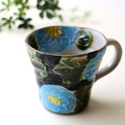 マグカップ 陶器 おしゃれ 牡丹 かわいい 和モダン 大人可愛い コーヒーマグ コーヒーカップ 美濃焼 一珍コーヒーマグ 青い牡丹 [ksn4033]