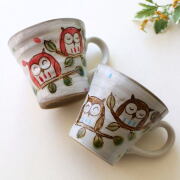 マグカップ ペア 陶器 ペアマグ フクロウ おしゃれ かわいい 日本製 シンプル モダン 美濃焼 焼き物 仲よしふくろうの ペアマグ [ksn4035]