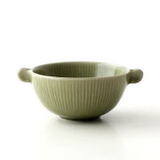 スープカップ ボウル型 マルチカップ リーフ 陶器 おしゃれ かわいい  和食器 笹の葉 和モダン 取っ手付き デザイン リーフデザート＆スープカップ [kyt6400]