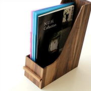 ファイルボックス A4 おしゃれ 木製 無垢材 ファイルラック タテ型 縦型 ファイル収納 卓上 机上 書類整理 ナチュラルウッドのファイルスタンド ウォルナット  [map8567]