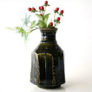 花瓶 陶器 一輪挿し 瀬戸焼 日本製 ハープ 竪琴 置物 オブジェ 花瓶