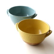 スープカップ ボウル型 マルチカップ 陶器 おしゃれ かわいい 日本製 陶器 取っ手付き デザイン ナチュラル 耳付スープボウル 2カラー [mkn6852]