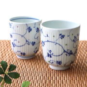 ブルーアラベスク 湯呑茶碗大小セット [msg4124]