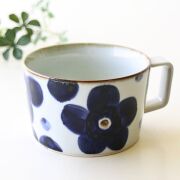 スープカップ おしゃれ スープ碗 日本製 花 シンプル モダン かわいい 可愛い 波佐見焼 陶器 磁器 カフェ 大きめ スープカップ 藍花 [msg5789]