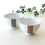 ご飯茶碗 夫婦茶碗 おしゃれ シンプル ペア 大小 セット お茶碗 夫婦 磁器 波佐見焼 日本製 十草ライン ペアごはん茶碗 [msg6606]