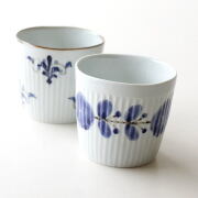 蕎麦猪口 カップ 湯のみ 湯呑み デザートカップ 小鉢 コップ おしゃれ 食器 和食器 日本製 シンプル 染付しのぎ そば猪口 2タイプ [msg6748]