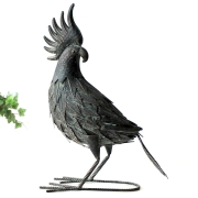 オウム 鳥 置物 オブジェ アイアン ブロンズ風 リアル アンティーク クラシカル 玄関 バード オーナメント インテリア アイアンオウムのデコレーション [mty1365]