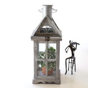 ランタン 木製 オブジェ 置物 おしゃれ オーナメント LEDキャンドルホルダー 煙突屋根 ナチュラル かわいい 雑貨 チムニー・ハウス ランタン [mty3197]